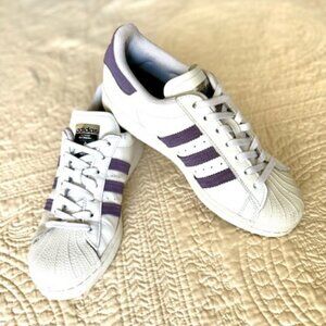 Women's Adidas Originals Superstar purple and white size 9